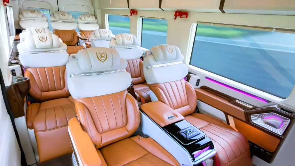 Luxury leather seats with extra legroom on Ninh Binh Shuttle limousine van