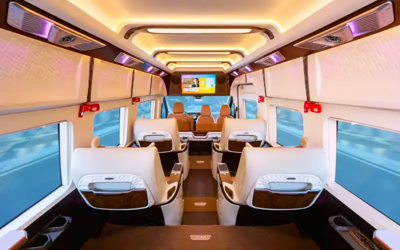 Luxury interior of a Hanoi to Ninh Binh limousine shuttle