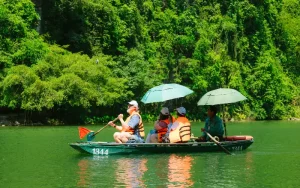 Trang An boat tour during spring in Ninh Binh
