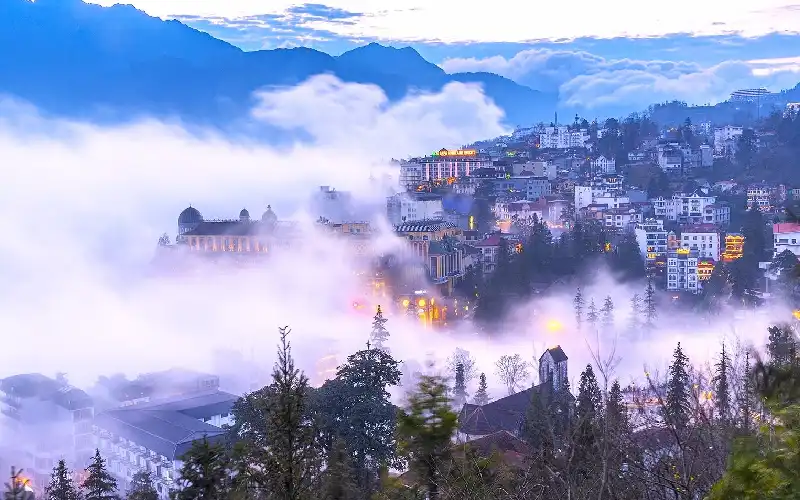 Sapa town and mountains in northern Vietnam
