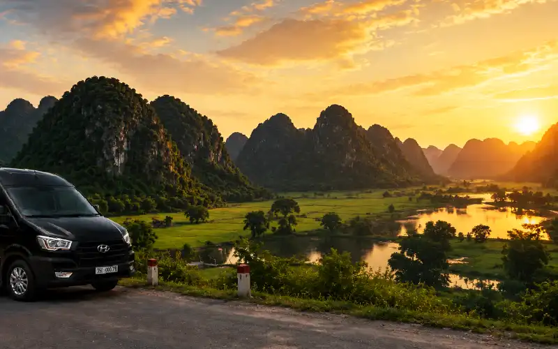 Ninh Binh travel cost and budget guide with limestone mountains and countryside