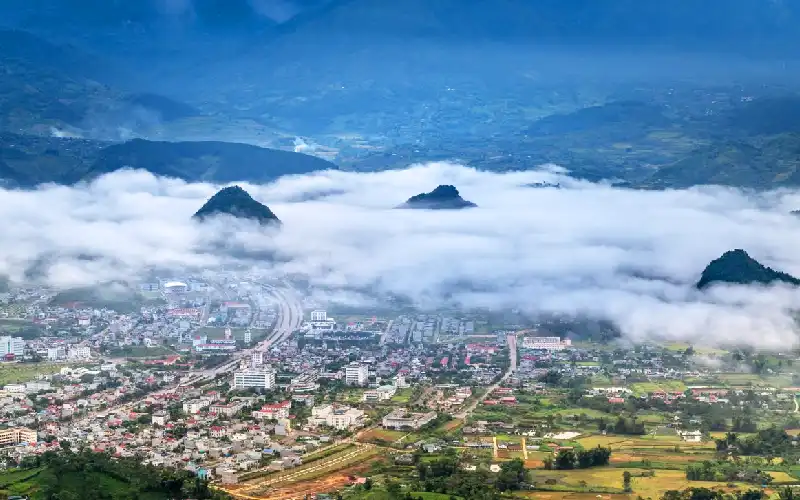 Sapa town surrounded by mountains Sapa town surrounded by mountains