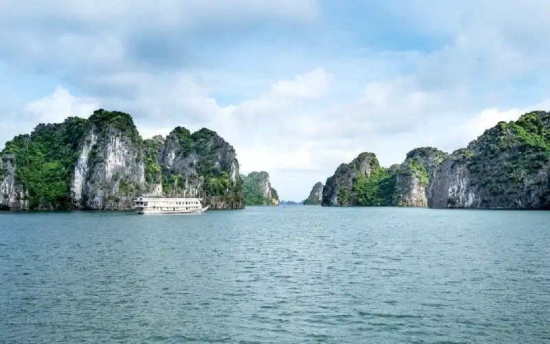 Ha Long Bay cruise among limestone islands in Northern Vietnam