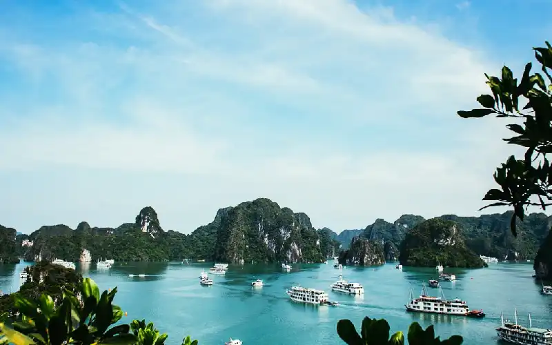 Overnight cruise among limestone islands in Ha Long Bay Vietnam